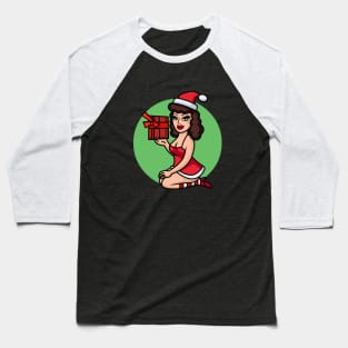 Merry Christmas Pin up Girl Baseball T-Shirt